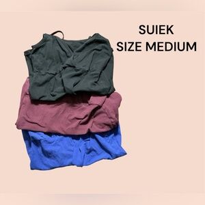 3 PACK ADJUSTABLE STRAPS CAMISOLES BY SUIEK SIZE MEDIUM GENTLY WORN